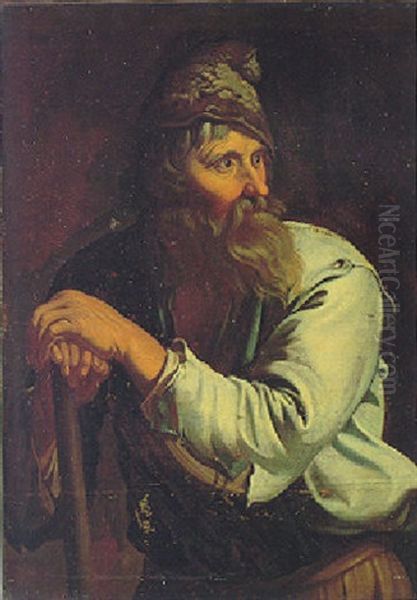 A Herdsman Resting On His Staff Oil Painting by Pieter Jacobsz Van Laer