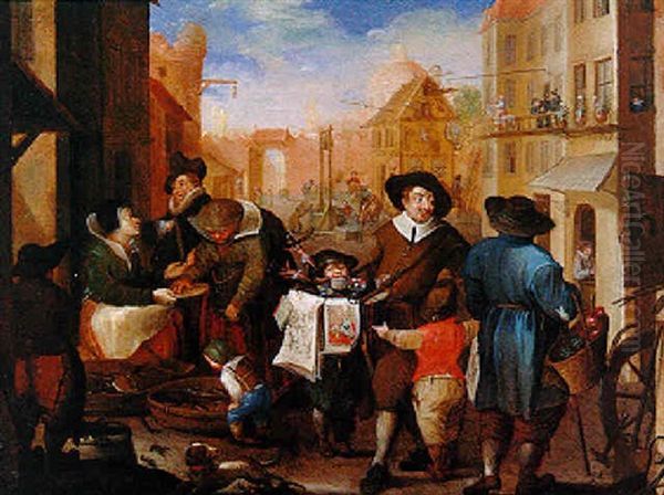 Scene De Rue A Rome Oil Painting by Pieter Jacobsz Van Laer