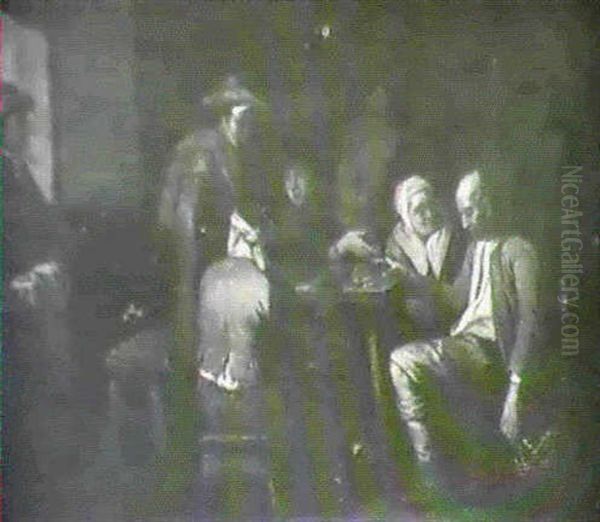 Peasants In An Interior Oil Painting by Pieter Jacobsz Van Laer