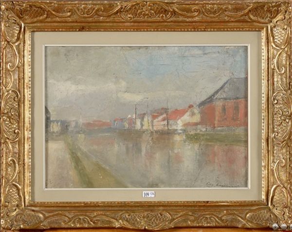 Le Canal A Molenbeek Oil Painting by Eugene Laermans