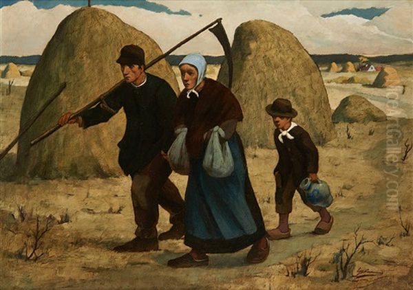 Retour Des Champs Oil Painting by Eugene Laermans