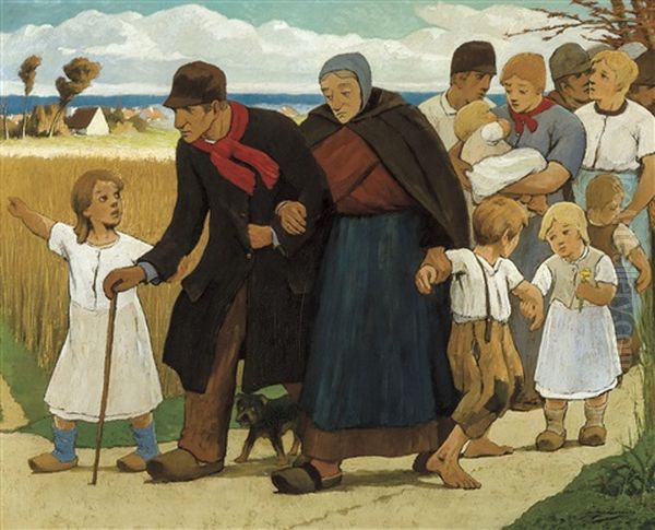 La Promenade En Famille Oil Painting by Eugene Laermans