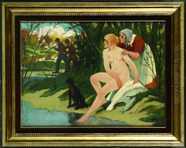 Suzanne Au Bain Oil Painting by Eugene Laermans