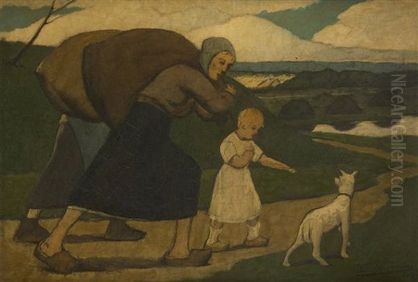 Retour Des Champs Oil Painting by Eugene Laermans