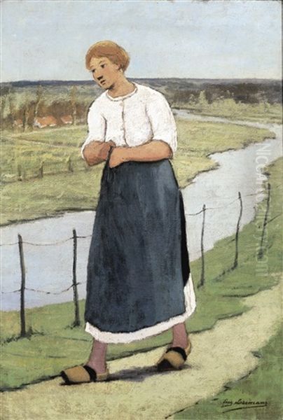 Boerin - Paysanne Oil Painting by Eugene Laermans