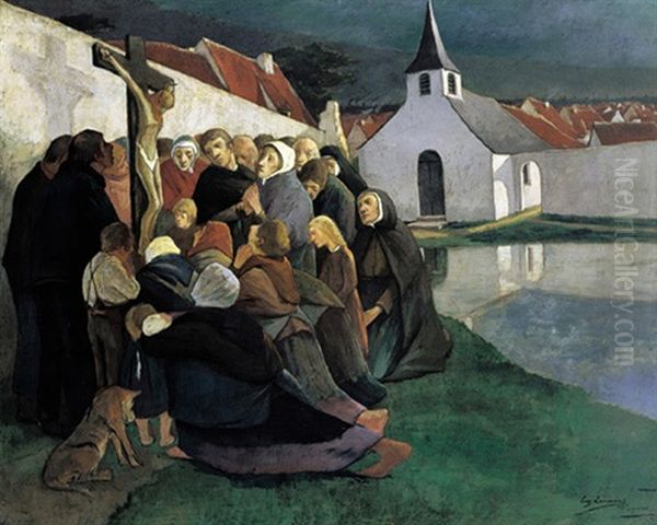 Les Derniers Croyants Oil Painting by Eugene Laermans