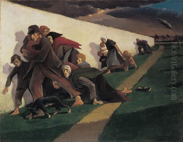 Un Coup De Tonnerre Oil Painting by Eugene Laermans