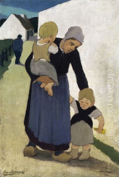 Moeder En Kinderen - Mere Et Enfants Oil Painting by Eugene Laermans