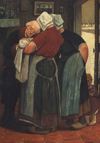 The Baby Oil Painting by Eugene Laermans