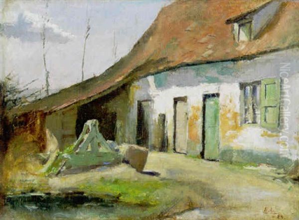 Hoeve Oil Painting by Eugene Laermans