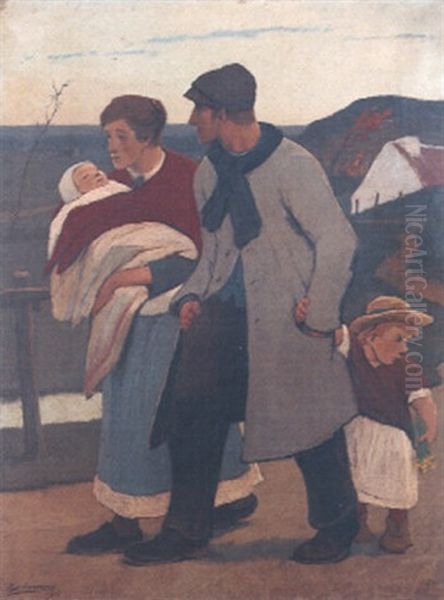 Idylle De Banlieu Oil Painting by Eugene Laermans