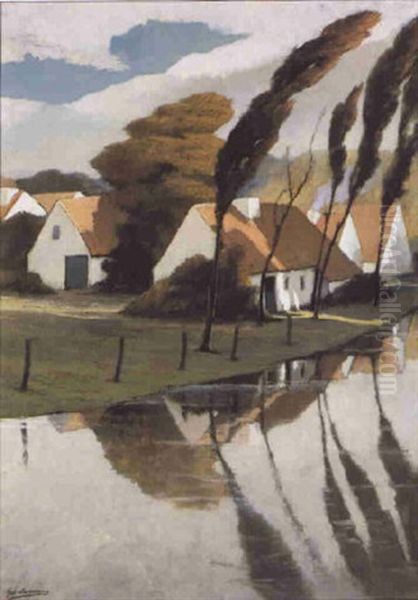 Le Bord De L'eau Oil Painting by Eugene Laermans