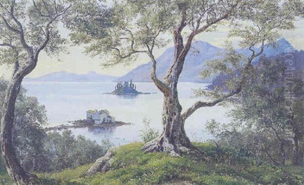 Parti Fra Middlehavskyst Med Smaoer I Forgrunden Oil Painting by Thorald Laessoe