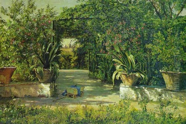 Fra En Italiensk Have Oil Painting by Thorald Laessoe