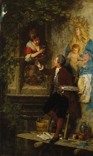 Die Malpause Oil Painting by Gustav Laeverenz