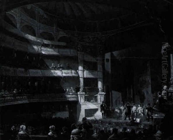 Une Representation A La Salle Ventadour En 1847 Oil Painting by Prosper Lafaye or Lafait