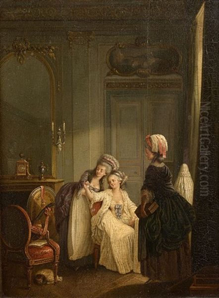 La Soubrette Confidente, La Marchande A La Toilette (pair) Oil Painting by Niklas Lafrensen the Younger