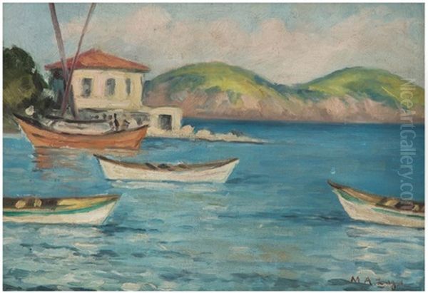 Bogaz Peyzaji Oil Painting by Mehmet Ali Laga