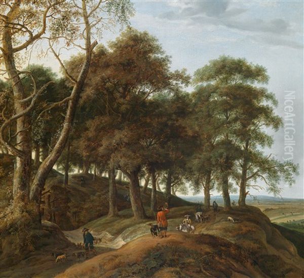 Bewaldete Landschaft Mit Einem Jager Oil Painting by Jan De Lagoor