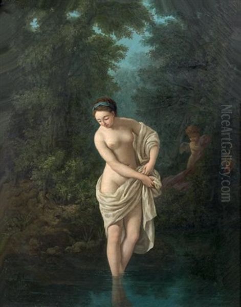 Venus Au Bain, Observee Par Cupidon Oil Painting by Louis Jean Francois Lagrenee