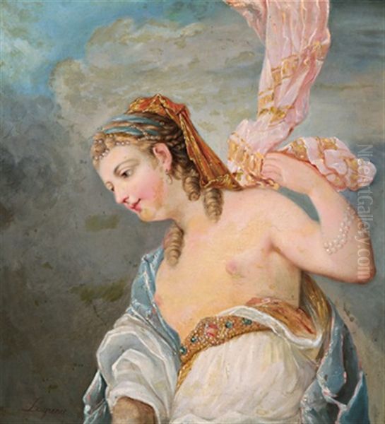 Bildnis Einer Perlengeschmuckten Dame Mit Entbloster Brust Oil Painting by Louis Jean Francois Lagrenee