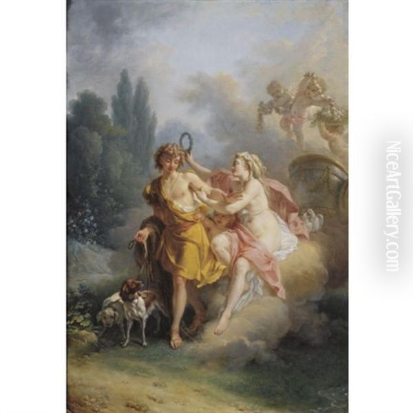 Venus And Adonis Oil Painting by Louis Jean Francois Lagrenee