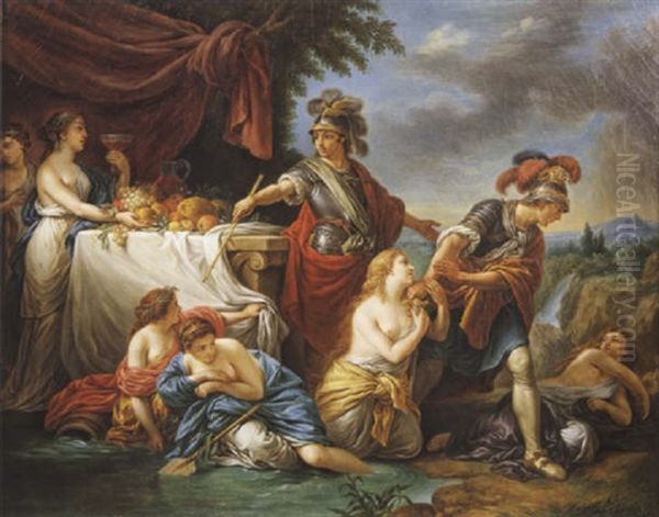 Charles Et Ubalde Allant Chercher Renaud Retenu Dans Le Palais D'armide Oil Painting by Louis Jean Francois Lagrenee