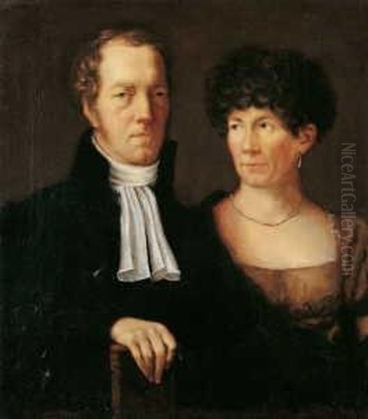 Doppelbildnis Der Eltern Des Kunstlers.
 Signiert Und Datiert Oben Links: C Begas F./anno Oil Painting by Karl Joseph Begas