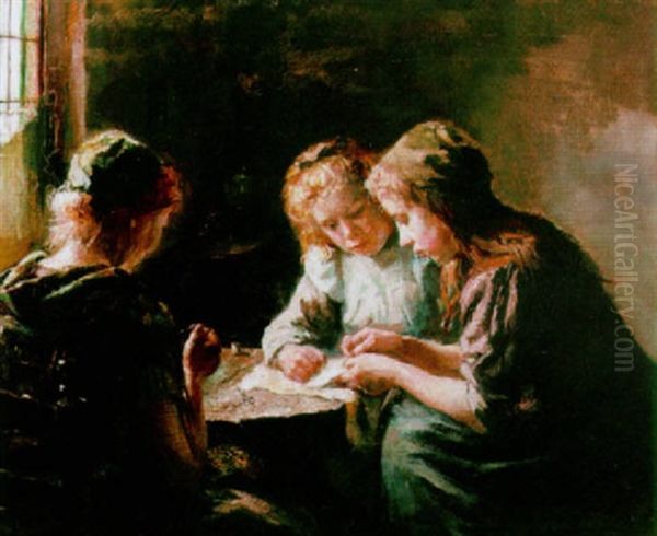 The Mending Work Oil Painting by Baruch Lopes de Leao Laguna