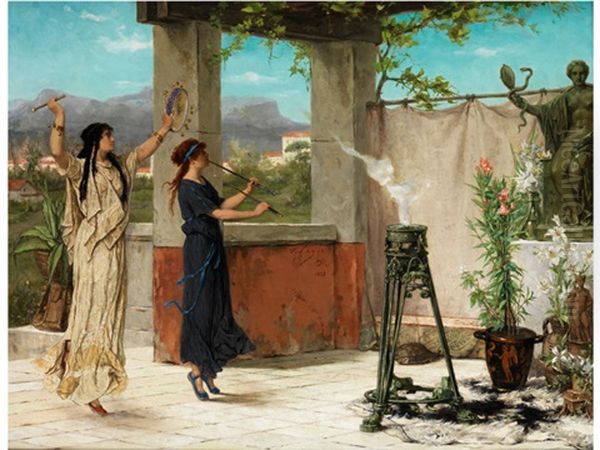 Tanzer Im Tempel Oil Painting by Victor Lagye