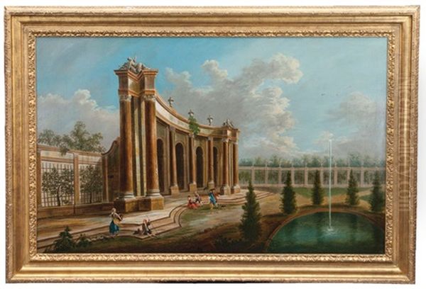 Architectural Capriccio Oil Painting by Jacques de Lajoue