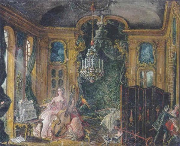 La Jeune Musicienne Oil Painting by Jacques de Lajoue