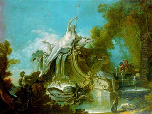 La Fontaine D'amphitrite Oil Painting by Jacques de Lajoue