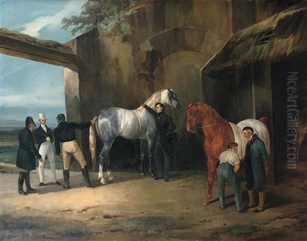 Le Marchand De Chevaux Oil Painting by Francois-Hippolyte Lalaisse