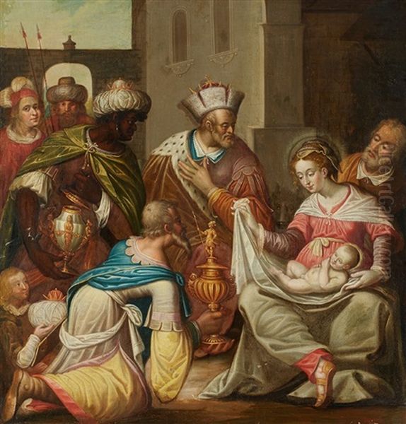 L'adoration Des Mages Oil Painting by Georges Lallemand (see Lallemant)