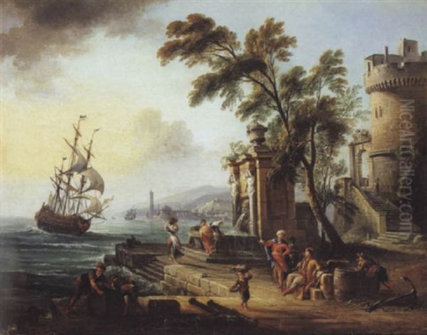 Port Oriental Anime Oil Painting by Jean Baptiste Lallemand