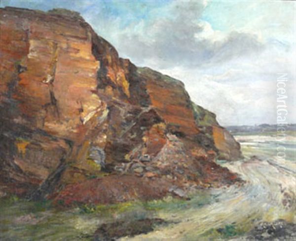 Belle Ile La Plage De Domois Oil Painting by Adolphe Lalire LaLyre