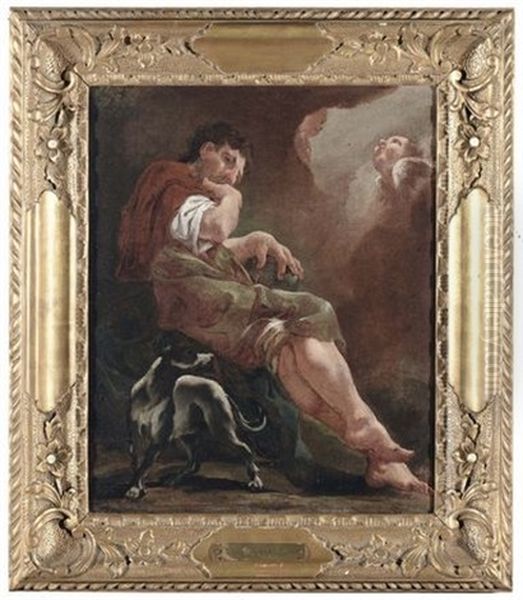 Figura Maschile Con Cane Oil Painting by Giulia Lama