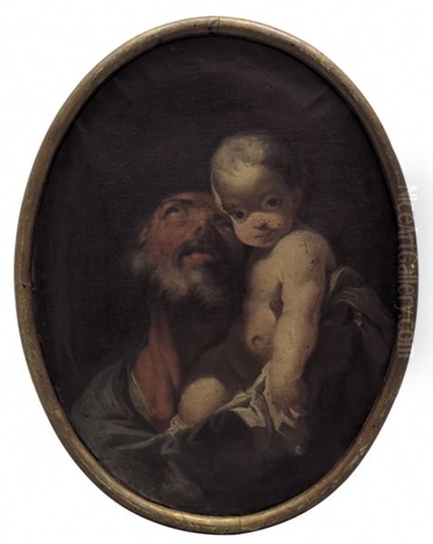 San Giuseppe Con Bambino Oil Painting by Giulia Lama