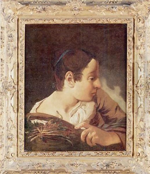 Contadina Con Asparagi Oil Painting by Giulia Lama