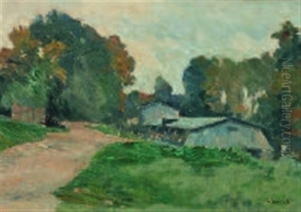 Landschaft Mit Scheune Oil Painting by Antoine Eugene Lambert