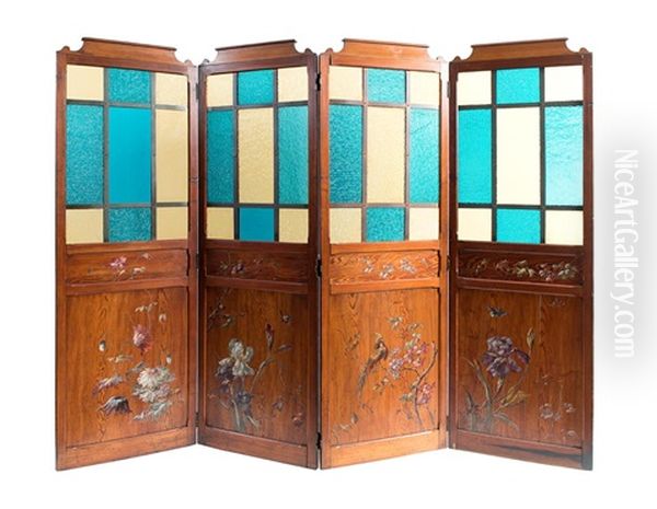 Floral Motif Oil Painting by George W. Lambert