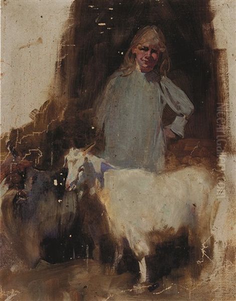 Study For A Bush Idyll Oil Painting by George W. Lambert