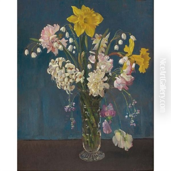 Flowers Still Life Oil Painting by George W. Lambert