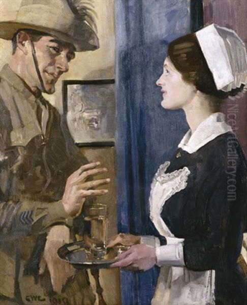 The Trooper And The Maid Oil Painting by George W. Lambert