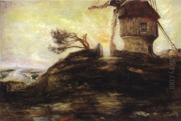 Paysage Au Moulin Oil Painting by George W. Lambert
