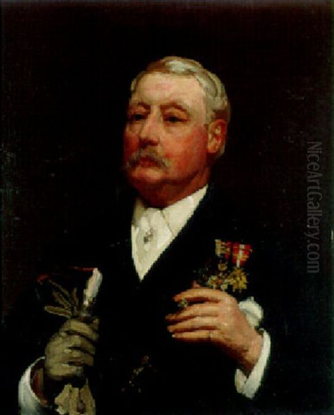 Portrait Of John Procter, Barrister-in-law, Wearing Medals Oil Painting by George W. Lambert