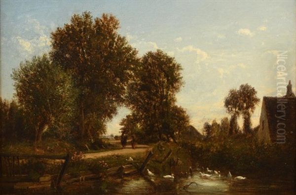 Campagne Oil Painting by Emile Charles Lambinet