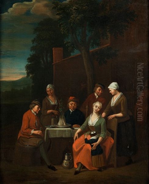 Muntere Gesellschaft Oil Painting by Jan Baptist Lambrechts