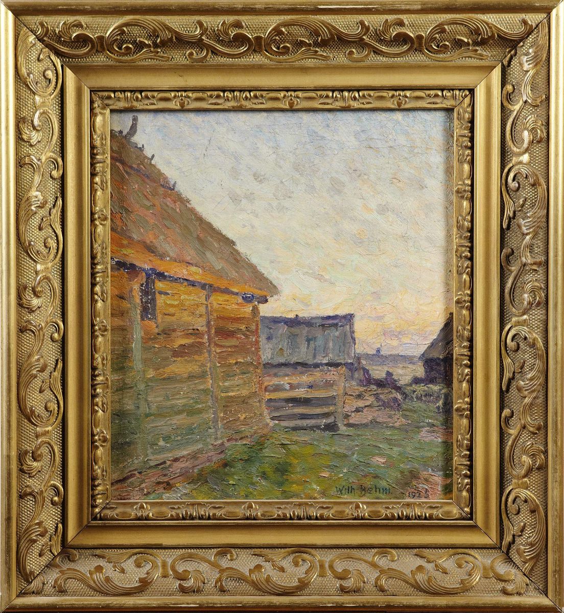 Stugor ISolnedgang Oil Painting by Wilhelm Behm